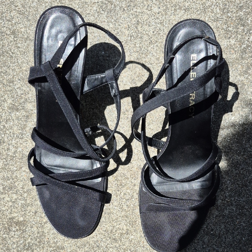 Ellen TRACEY Black Heels with Strappy Design